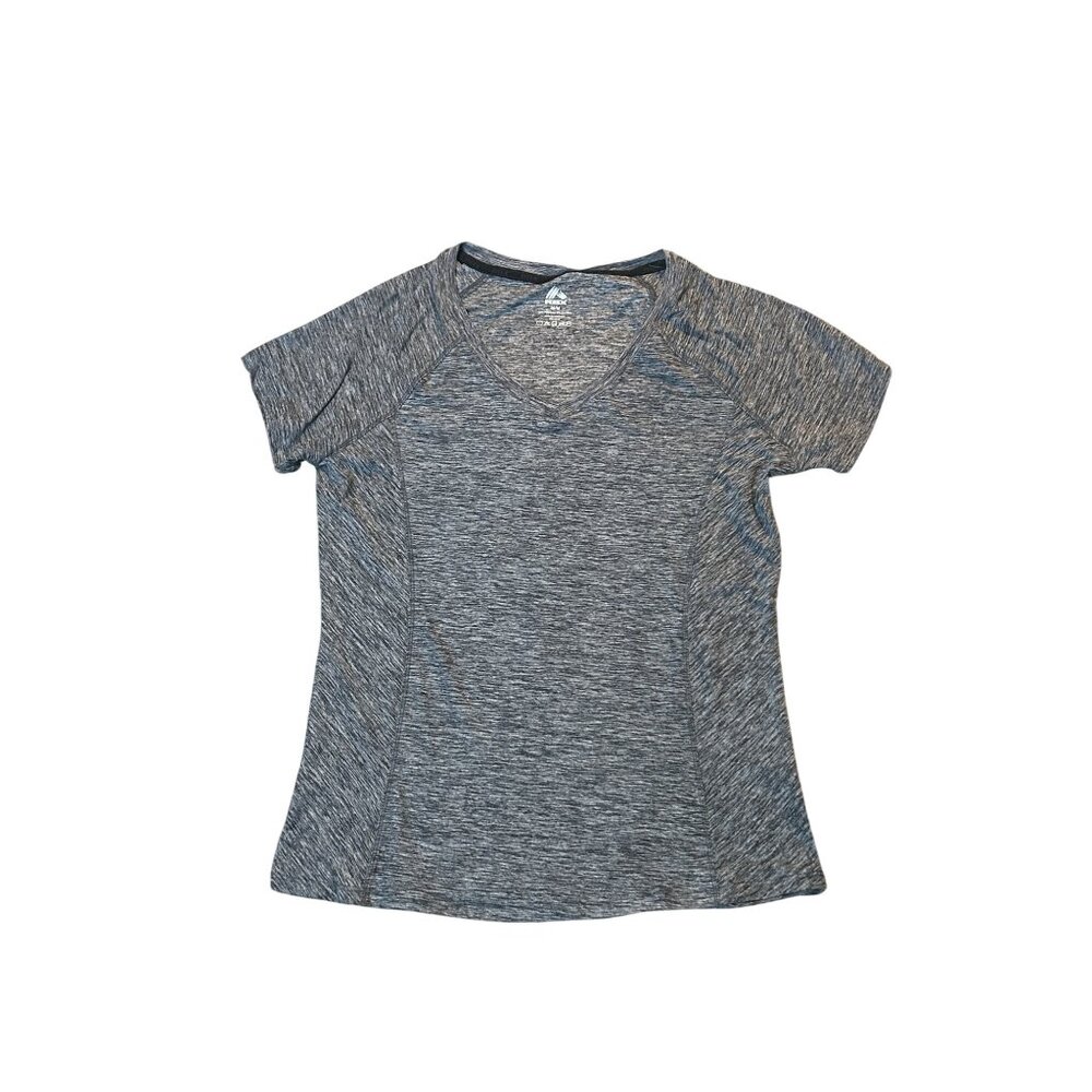 RBX Womens Heathered Gray V-Neck Activewear T-Shirt M 1743